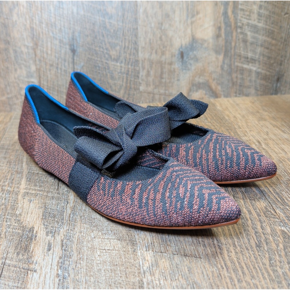 Rothy's The Point Mary Jane Bow Tie Flats Womens Size 7 Twilight Metallic Casual